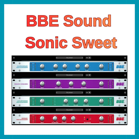 SoundMaxi BBE Sound Sonic Sweet sound editing software interface with harmonic maximizer bass and loudness controls